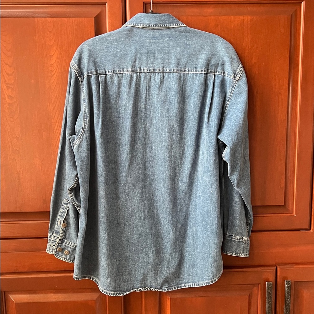 Eddie Bauer Faded Blue Denim Button-Down Shirt - Picture 4 of 4